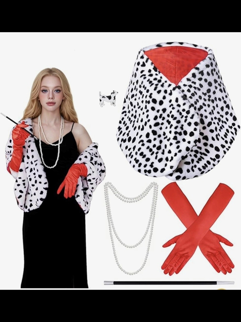 Classic Dalmatian Faux Fur Shawl And Costume Accesories #1365